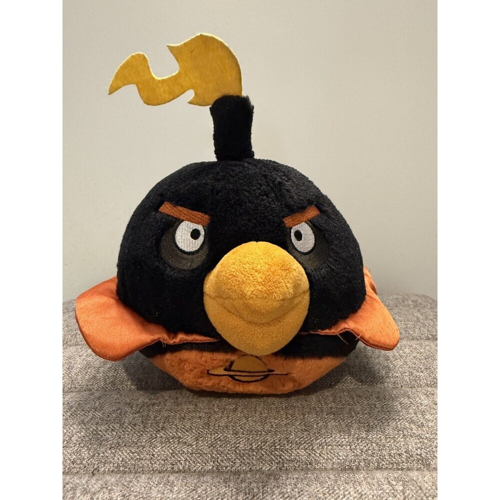 Angry Birds Space Fire Bomb Black Bird Plush Stuffed Animal 10” Commonwealth BIG